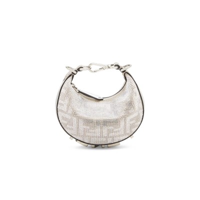 FENDI NANO FENDIGRAPHY SILVER CRYSTALS CHARM 7AS089APKFF1MZK (16.5*14*5cm)
